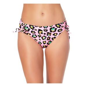 CALIFORNIA WAVES Women's Pink Stretch Side Tie Hipster Swimsuit Bottom S